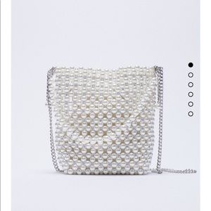 Zara Pearl Mini Bucket Bag CrossBody Bridal NWT
